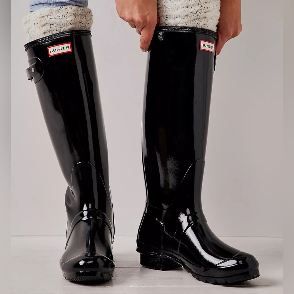 GUC HUNTER Original Tall Rubber Rain Boots Glossy Black